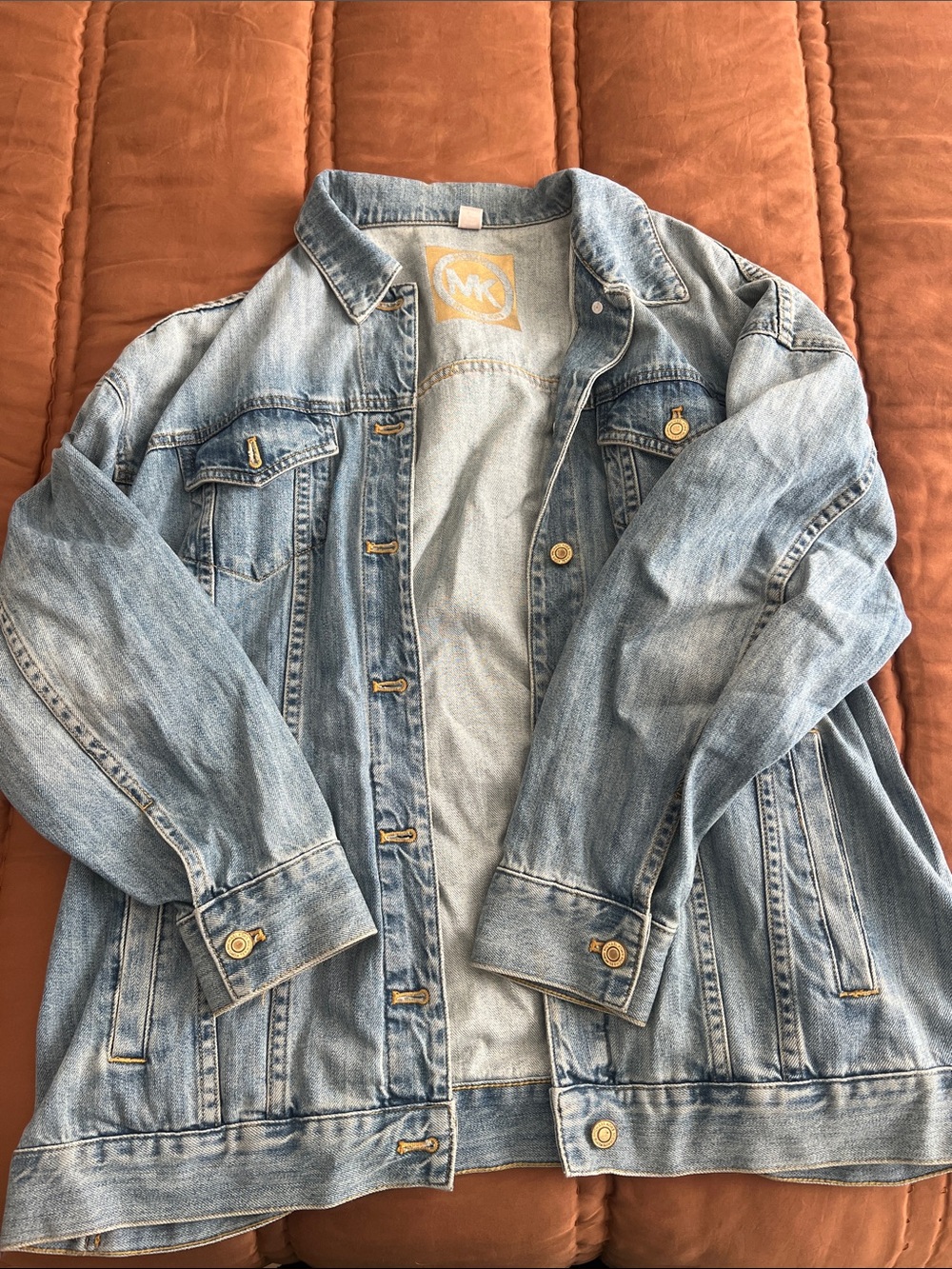 Michael Kors Light Blue Denim Jacket with Gold-Tone Hardware
